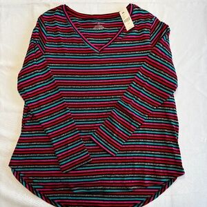 Lane Bryant Striped Long Sleeve Shirt